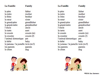 French Family Board Game And Vocabulary La Famille By Sue Summers
