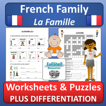 French Family Worksheets La Famille By Fullshelf Resources Tpt