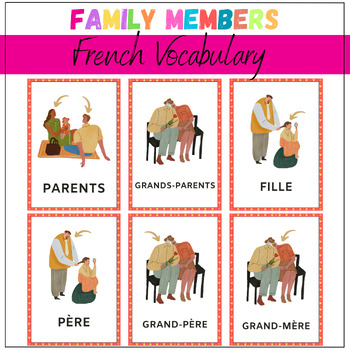 Preview of French Family Members Picture Word Flash Cards