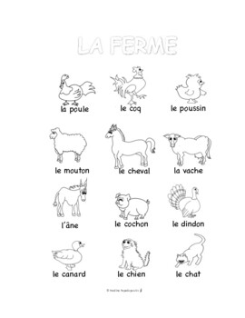 Preview of French Farm COLORING & HANDWRITING PAGES