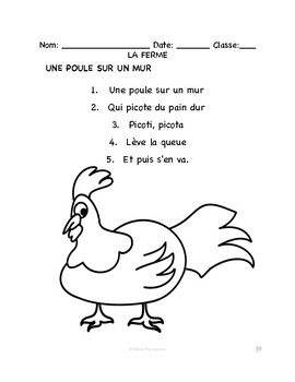 French Farm SONG LYRICS & COLORING PAGE | Dans la ferme de Mathurin