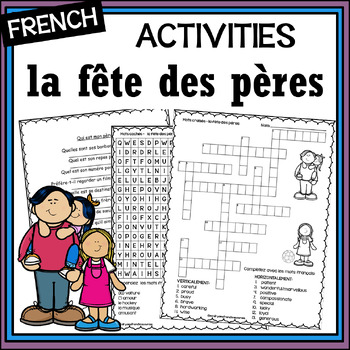 Preview of French Father’s Day/La fête des pères activities, mots cachés, mots croisés