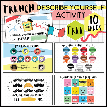 Preview of FRENCH ACTIVITY DESCRIBE YOURSELF AND YOUR CLASSMATE - 10 FLASH CARDS