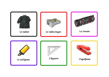 Preview of French Flashcards School Items plus some verbs and adjetives,etc