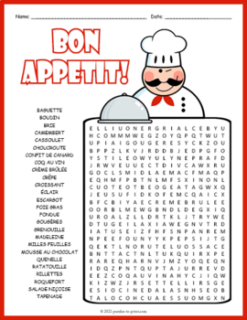 french food word search puzzle by puzzles to print tpt