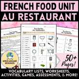 French Food Unit - Au Restaurant: Vocabulary Activities & 