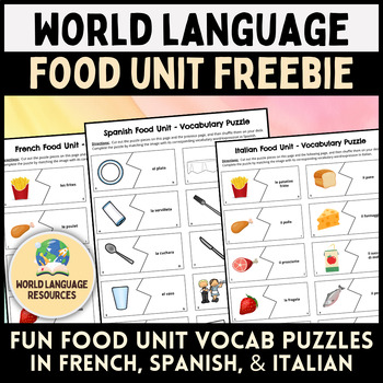 Preview of World Language Food Unit FREEBIE - French, Spanish, Italian