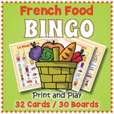 French Food Vocabulary BINGO & Memory Matching Card Game Activity
