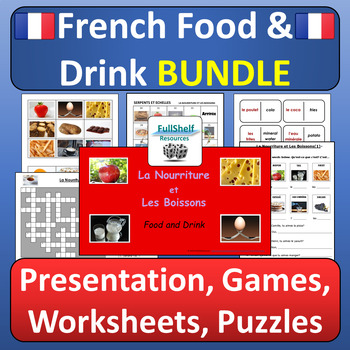 Preview of French Food and Drink Unit La Nourriture Activities in French FSL BUNDLE