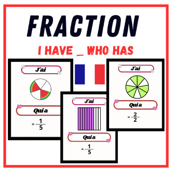 Preview of French Fractions Unit - I have, Who Has Fractions Game