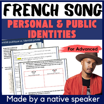 Preview of FRENCH SONG on Personal & Public Identity for AP French and Core | Quête de Soi