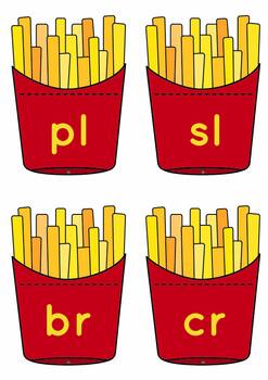 Chicken Nugget and French Fries Word Family Matching Game