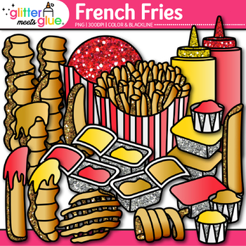 Preview of French Fries & Ketchup Clipart Images: Fast Food Clip Art PNG Commercial Use