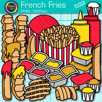 Preview of French Fries & Ketchup Clipart Images: Fast Food Clip Art PNG Commercial Use