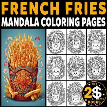 Preview of French Fries Mandala Coloring Book – 10 Pages