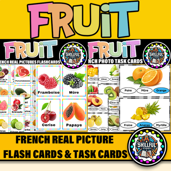 Preview of French Fruit  Functional Reading Task Cards |Fruit Photo Picture 80 Flashcards
