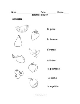 French Fruit PUZZLES & WORKSHEETS | Crossword, Matching, Word search + MORE