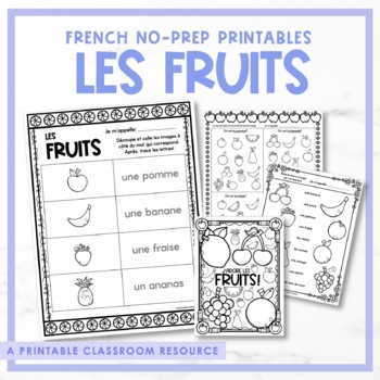Preview of French Fruit Printable Worksheets - Les fruits