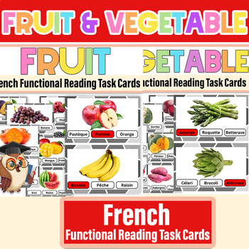 Preview of French Fruit & Vegetable Functional Reading Task Cards |Fruit & Vegetable Poster