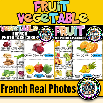 Preview of French Fruit & Vegetable Functional Reading Task Cards |Fruit & Vegetable Poster