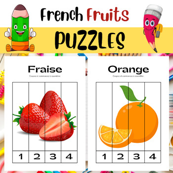 Preview of French Fruits - Fruits Matching Beginning Puzzles for Special Education-Casse-tê