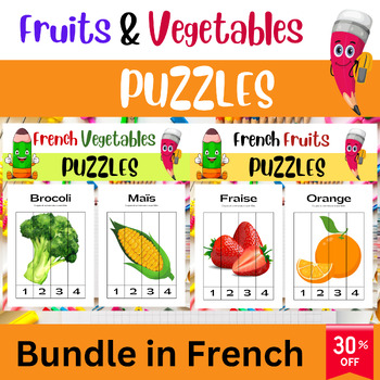 Preview of French Fruits & Vegetables Bundle: Matching Beginning Puzzles for Special Educat