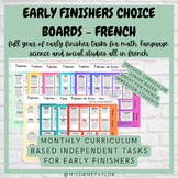 French Full Year Early Finisher Choice Boards - Ont. Curri