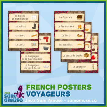 Preview of French Fur Trade Voyageurs Word Wall • Horizontal 1/4 Page Posters