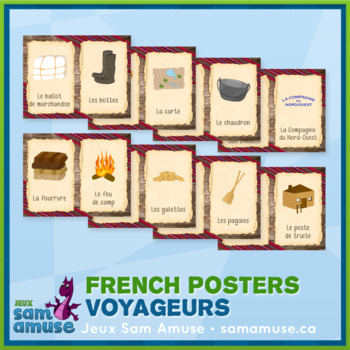 Preview of French Fur Trade Voyageurs Word Wall • Vertical 1/2 Page Posters