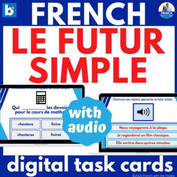 Preview of French Future Tense Boom Learning™ Digital Task Cards futur simple