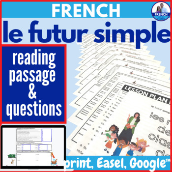 Preview of French Future Tense Reading Comprehension & Questions futur simple