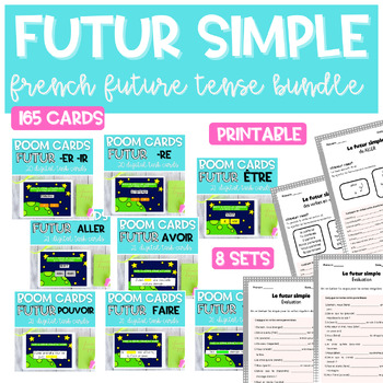Preview of Futur simple BUNDLE Future Tense French BOOM CARDS Digital and Printables