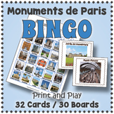 French Geography Game - Famous Paris Monuments BINGO