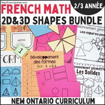 Preview of French 2D & 3D Shapes Geometry Bundle Grade 2/3  - Géométrie Les formes 2D & 3D
