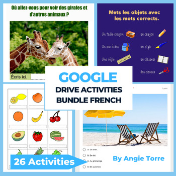 Preview of French Google Drive Activities, French Tests, French Printable Activities Bundle