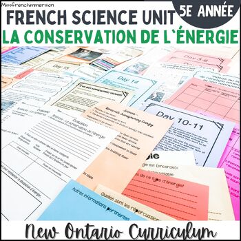 Preview of French Grade 5 Science Conservation of Energy - Sciences 5e: La conservation