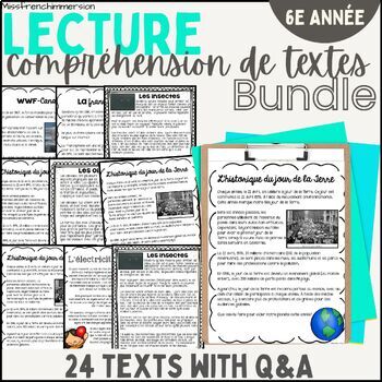 Preview of French Grade 6 Reading Comprehension Bundle - Lecture: Compréhension de texte 6e