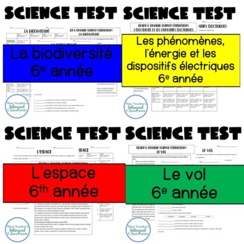 Preview of French Grade 6 Science Test Bundle