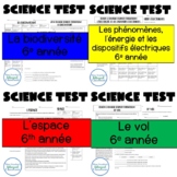 French Grade 6 Science Test Bundle