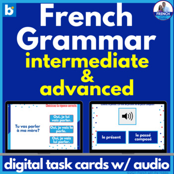 Preview of French Grammar Boom™ Digital Task Cards INTERMEDIATE and ADVANCED BUNDLE