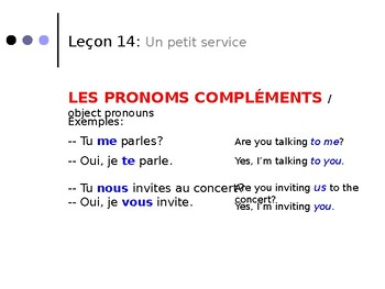 Preview of French Grammar - Lecon 14, DF Blanc