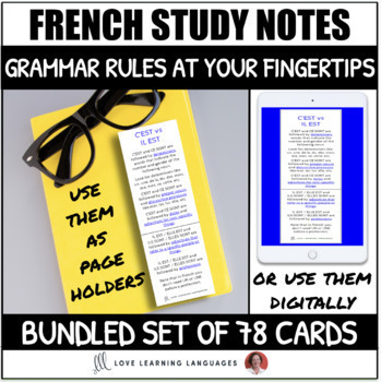 Preview of French Grammar Notes and Rules - Study Guides Bundle