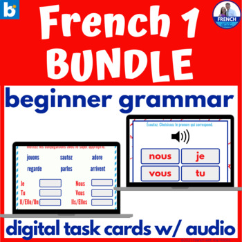 Preview of French Year 1 Grammar Practice with Boom™ Digital Task Cards BEGINNER BUNDLE