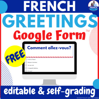 Preview of French Greetings FREE Digital Activity with Google Forms™ les salutations