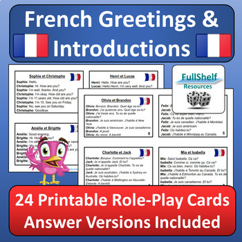 Preview of French Greetings and Introductions Role Play Conversations Speaking Activity FSL