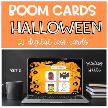 Preview of French Halloween BOOM CARDS Reading Skills SET 2 | Digital Game