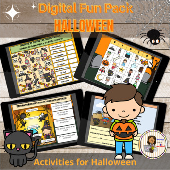 Preview of French Halloween Digital Fun Pack activities : L'Halloween | 4 Activities