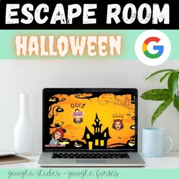 Preview of French Halloween ESCAPE ROOM Quizz Halloween GOOGLE SLIDES