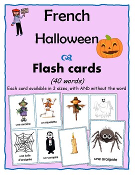 Preview of French - Halloween - Flashcards - 40 words (3 sizes, with and without the words)