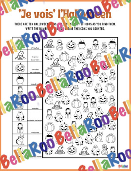 Preview of (FRENCH) Halloween 'Je Vois/I Spy' Worksheet